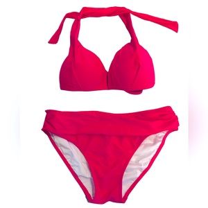 Sexy hot pink Push up bra low waist bikini set size medium NWOT